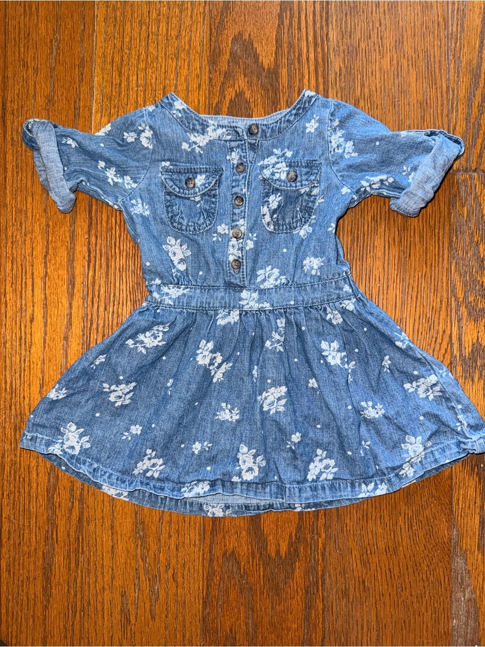 OshKosh B'gosh Blue Floral Denim-Style Button Front Dress